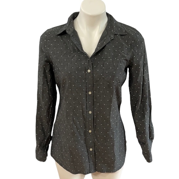 Old Navy Button Down Shirt Gray Polka Dot - Picture 1 of 9